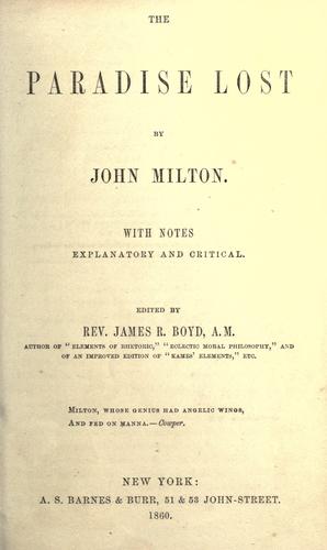 John Milton: The Paradise lost (1860, A.S. Barnes & Burr)