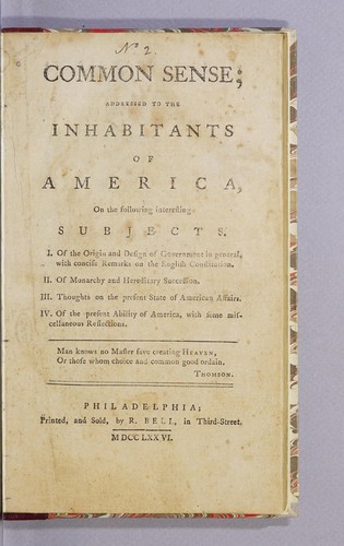 Thomas Paine: Common sense (1776, Printed, and Sold, by R. Bell ...)