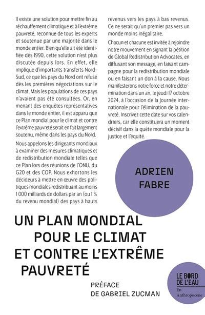 Adrien Fabre: Un Plan mondial pour le climat et contre l’extrême pauvreté (Paperback, French language, 2024, Le bord de l'eau)
